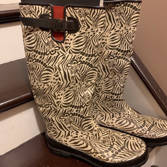 Sperry Giraffe Print Rubber Rain Boots 